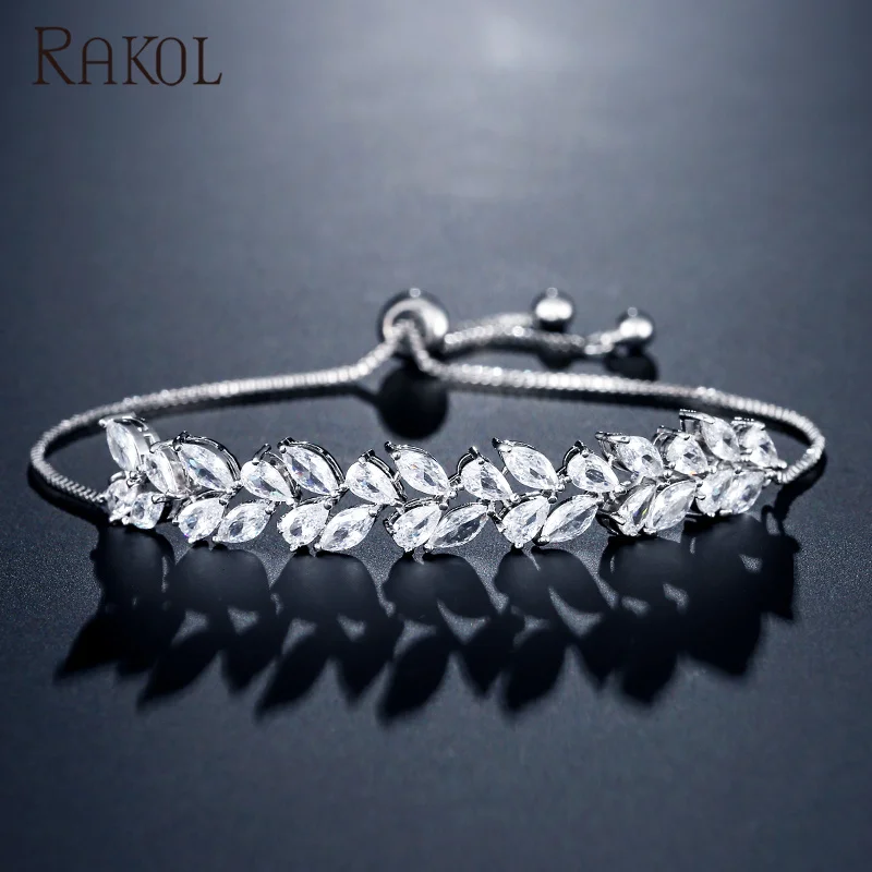RAKOL BP2160 New Design irregular Adjustable Bracelet AAA Zircon Gold Plated Bracelet For Women