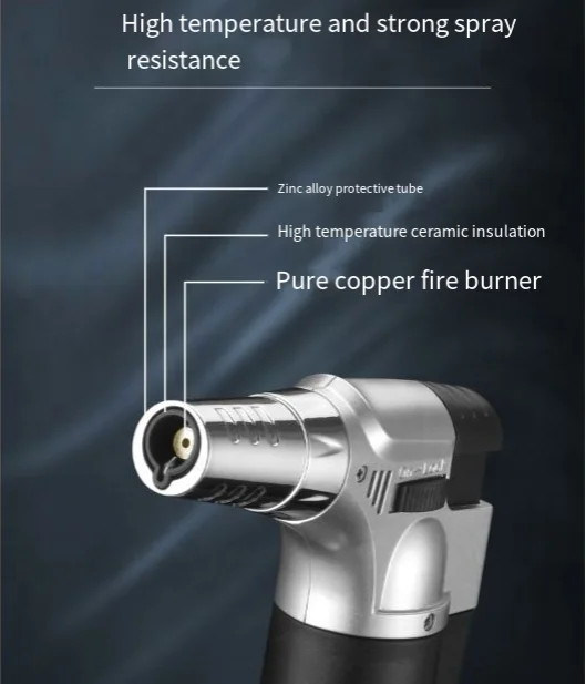 Quad 4 Jet Flame Windproof  Lighter with Safety Lock Adjustable Refillable Lighter for Kitchen Grill BBQ Candle Camping torch