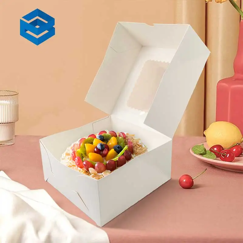 Ribbon Cake Packaging Box Cake Boxes Packaging with Handle Transparent Food Grade Baked Goods Packaging 10 Inch 12 Inch 500 Pcs