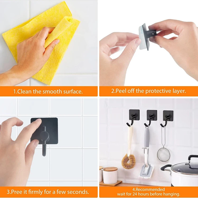 Jutye Bathroom Accessories Stainless Steel Self Adhesive Wall Coat Rack Towel Hooks Key Holder Rack Clothes Rack Hanging Hooks