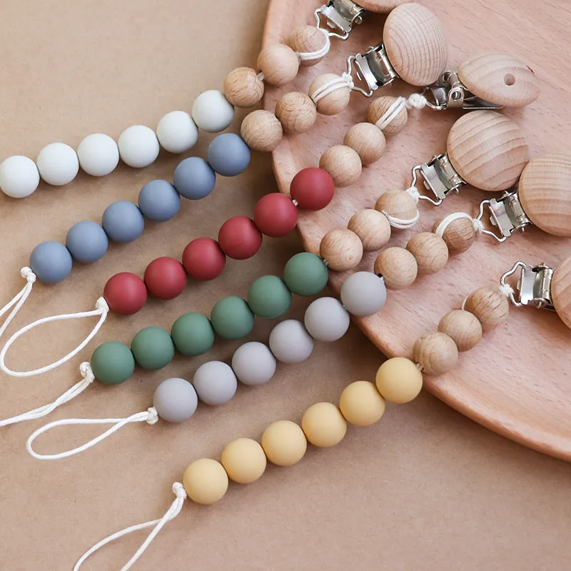 BPA Free Teething Soothing Molar Pacifier Clips Chain Silicone Baby Teether Bead