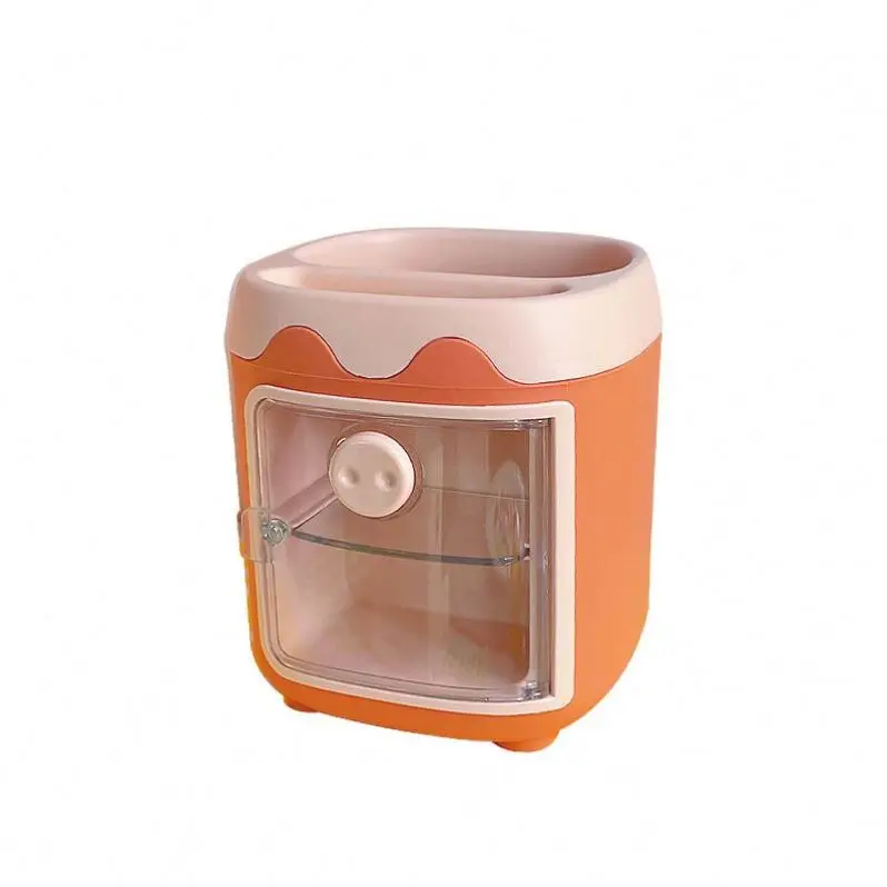 PC Kawaii Pig Pen Pencil Pot Holder Brush Storage Container Desk Organizer Multifunction washi tape Stationery Office Supplies