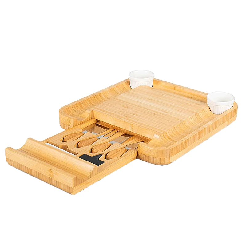 Bamboo Charcuterie Boards Gift Set Wooden Cheese Board Set Charcuterie Platter Serving Tray