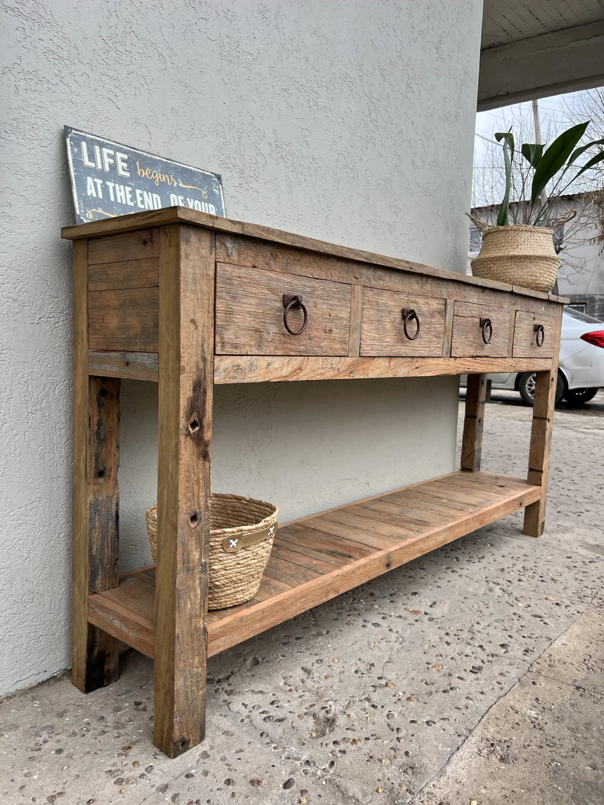 New Modern Luxury Wooden Large Long Narrow side tables Antique Leg Living Room Furniture with 4 drawer