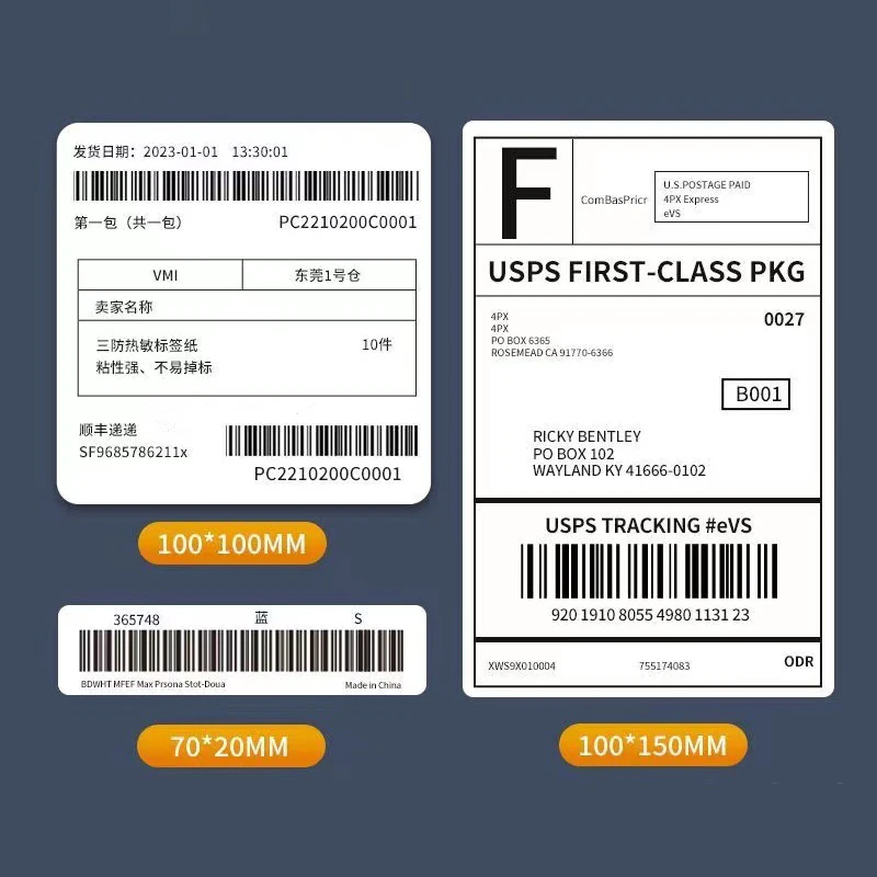 Outer box mark product sku identification barcode serial number tracking QR code warehouse inventory packaging label sticker