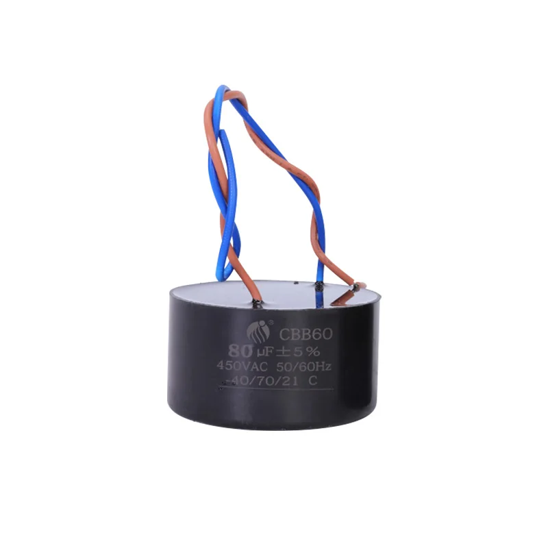 CBB60 Capacitor 450V 80UF Well Capacitor Submersible Pump Immersed Round Cake Type Capacitor Waterproof and Oil Proof