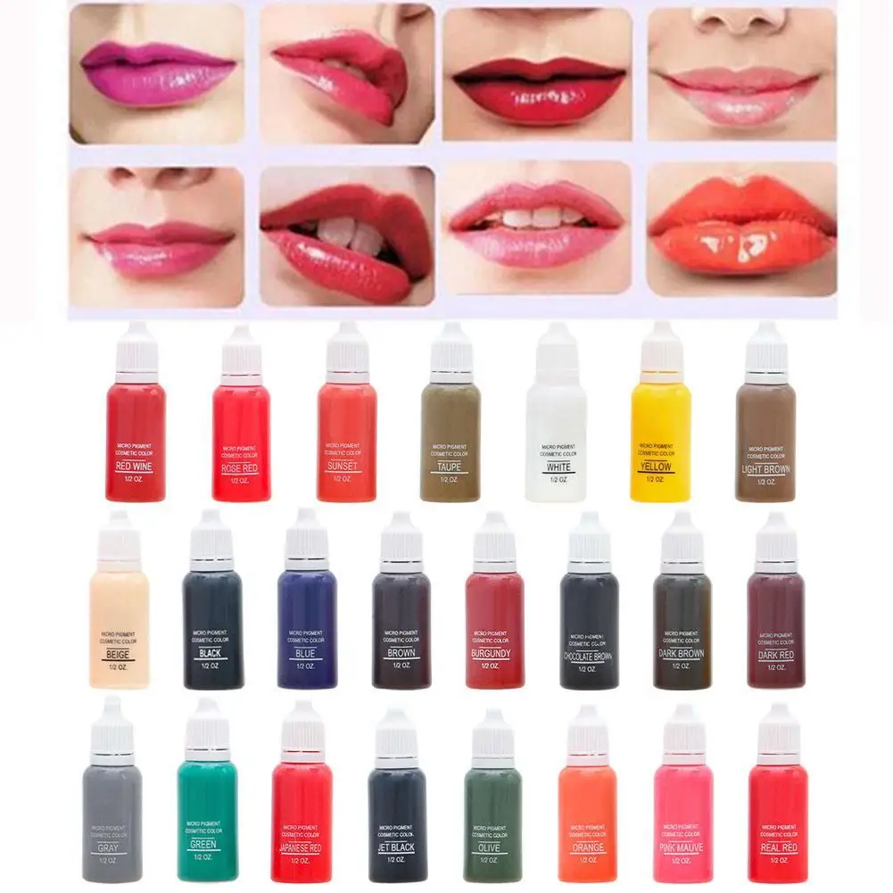 23 Color Semi Permanent Makeup Eyebrow Inks Lips Eye Line Tattoo Color Microblading Pigment Eyebrow Tattoo Color Inks