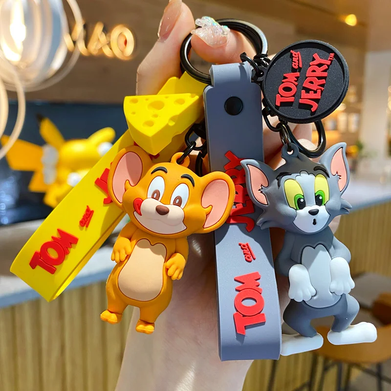 Bai Mao Global Hot Selling cute cartoon drip rubber genuine tom cat and mouse Jerry key chain