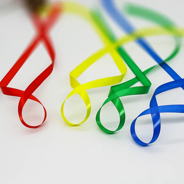 wholesale 1 cm width colorful satin ribbon polyester ribbons for wedding candy box cake box party decoration