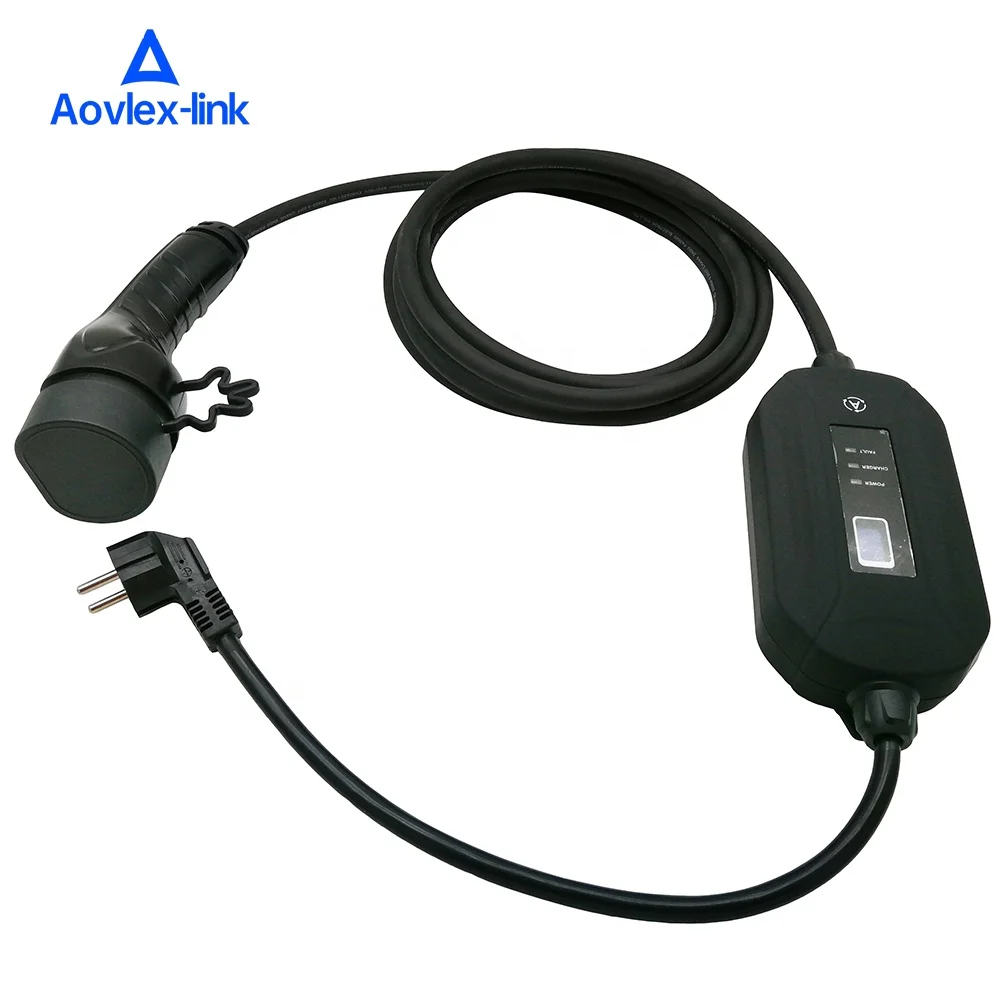8A 10 13 16A Adjustable EV charger cable IEC 62196-2 standard type 2 plug Portable EV charger cable EU standard