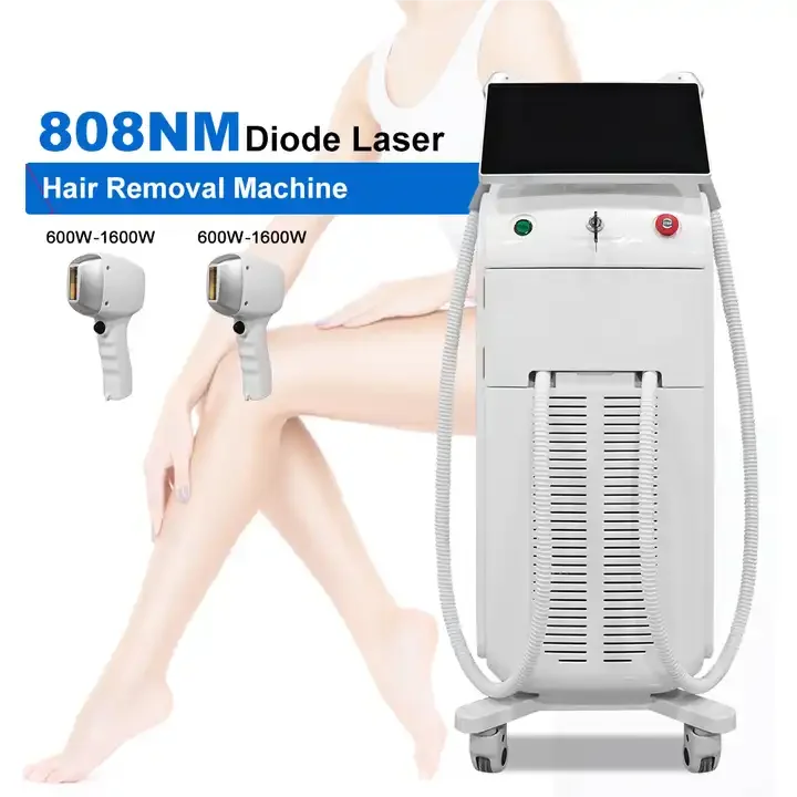 High Power 2400W Diode Laser Machine 755 808 1064NM 2 Handles 3 Wavelength 1600W Diode Laser Hair Removal Machine For Sale