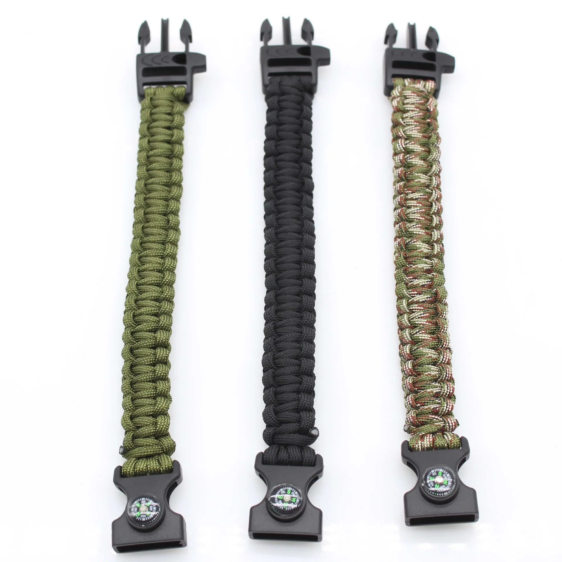 Custom Whistle Point Compass Bracelet Multi Functional Braided Seven-Core Outdoor Survival Wrist Rope Bracelet