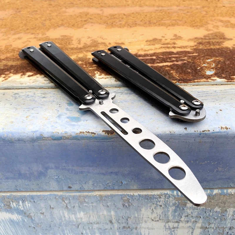 Hot Sale Practice Butterfly Knife 440 Stainless Steel CSGO Butterfly Knives Self Defense EDC Outdoor Tools Camping Knives Tools