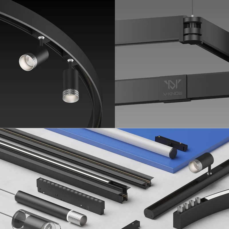 OEM Magnetic Track Rail Light 48V Spot Security Magnet Track Rail Grille Light Power Track System Magnetic Light LED