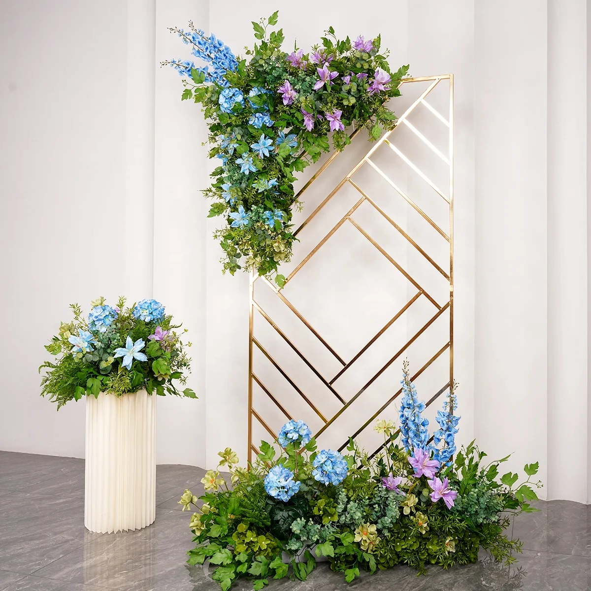 Spring Wedding Orchid Rose Flower Decor Artificial Real Touch Flower Hanging Square Arch for Wedding Party Backdrop Centerpiece