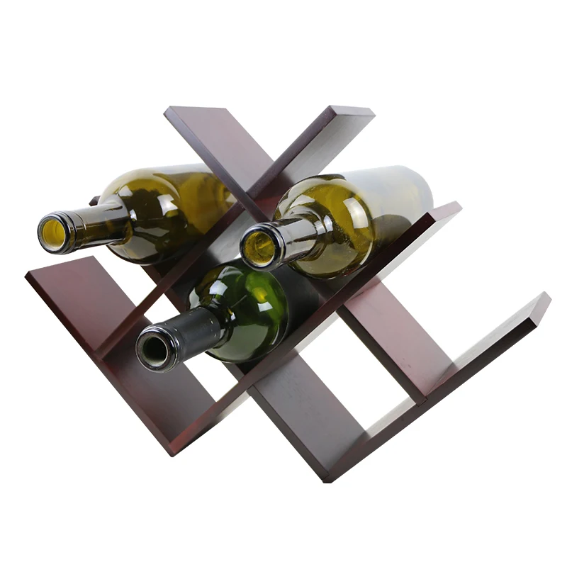 Countertop Wood Wine Rack Bamboo Wine Bottle Storage Holder