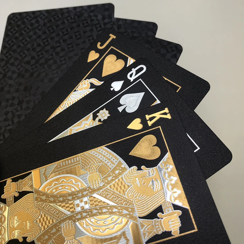 
GS-18178 Color Printing Playing Cards Black Foil PET Poker Cards 