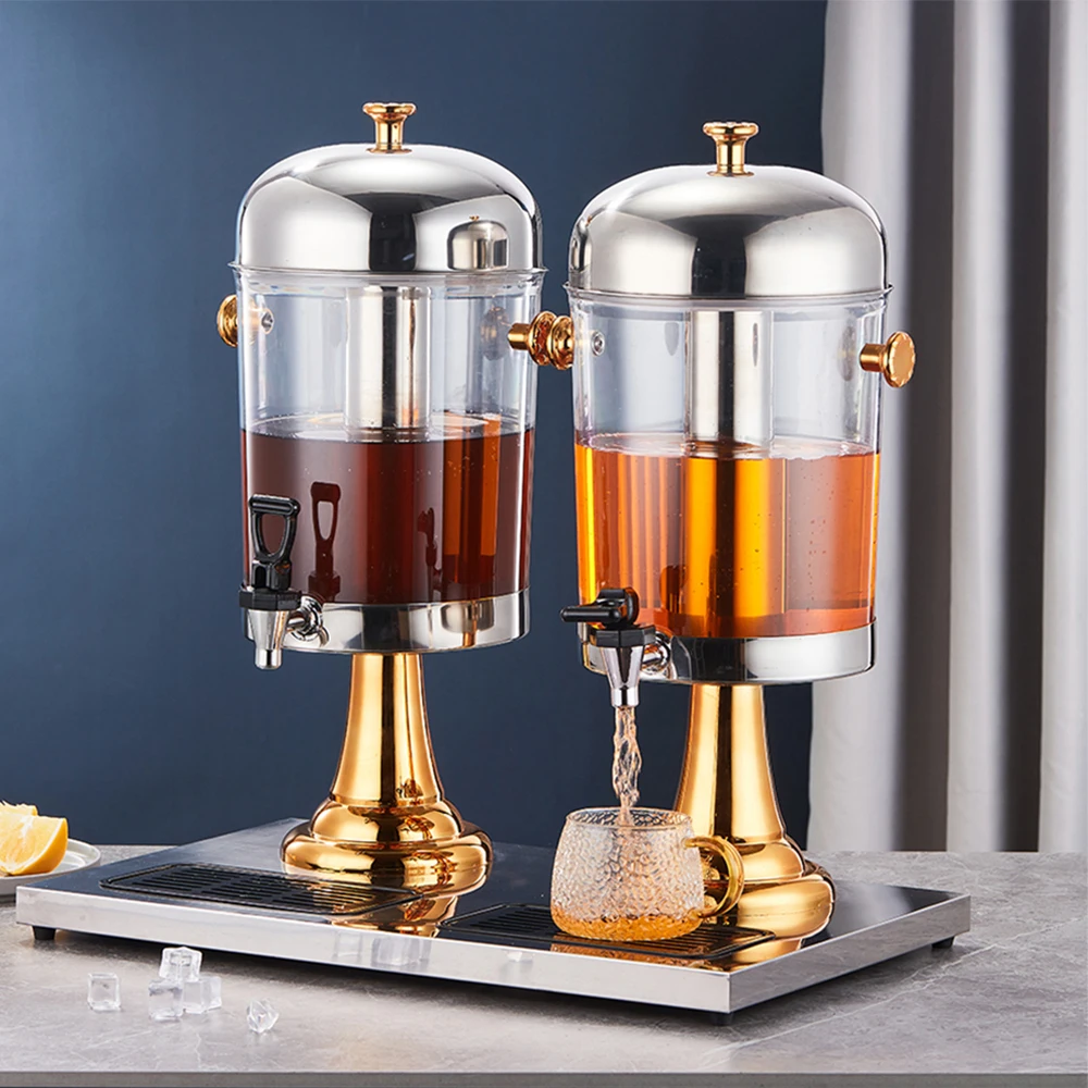 Stainless Steel Buffet Soft Drink Double Beverage Dispensers Commercial Fruit Juice Dispenser