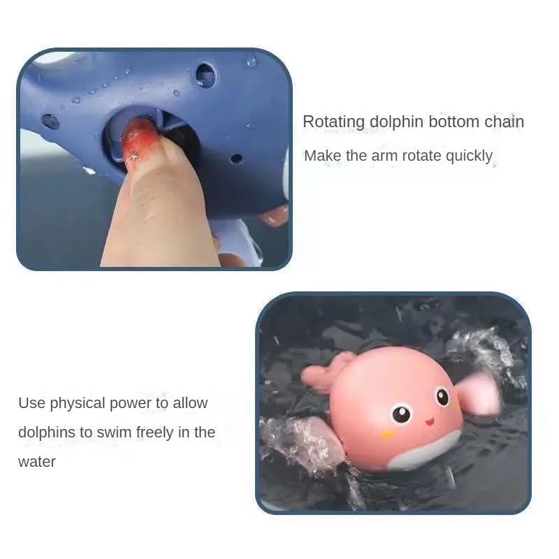 Fun Little Dolphin Wind-up Swimming Bath Toy For Baby Boys Girls