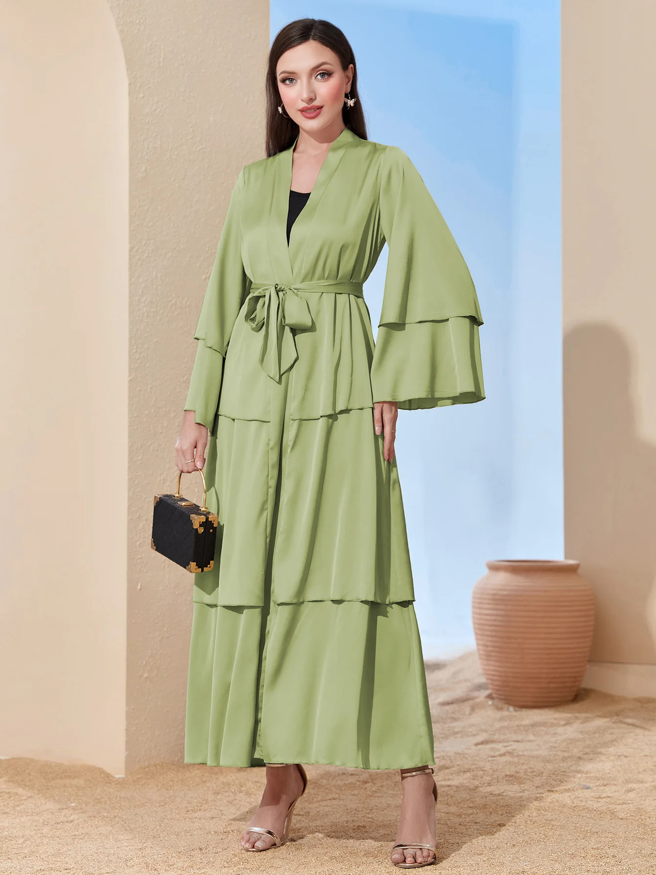 U.Chic New Design 2024 Middle East Turkish Muslim Women Abaya Hijab Flowy Tiered Casual Dresses Robe Lady Dress jalabiya dress