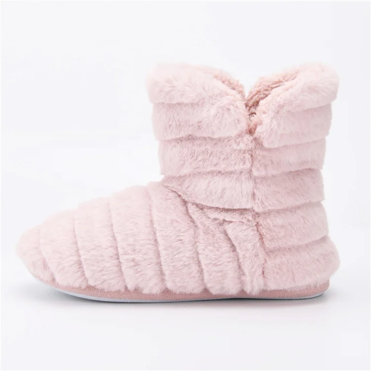 High Quality Fashion Light Weight Plush Fluffy Fur Furry Ladies Boots Warm Indoor Slipper Boots For Women