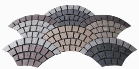 Fan Shape Mesh Cobblestone pink porno granite chinese granite paving stone