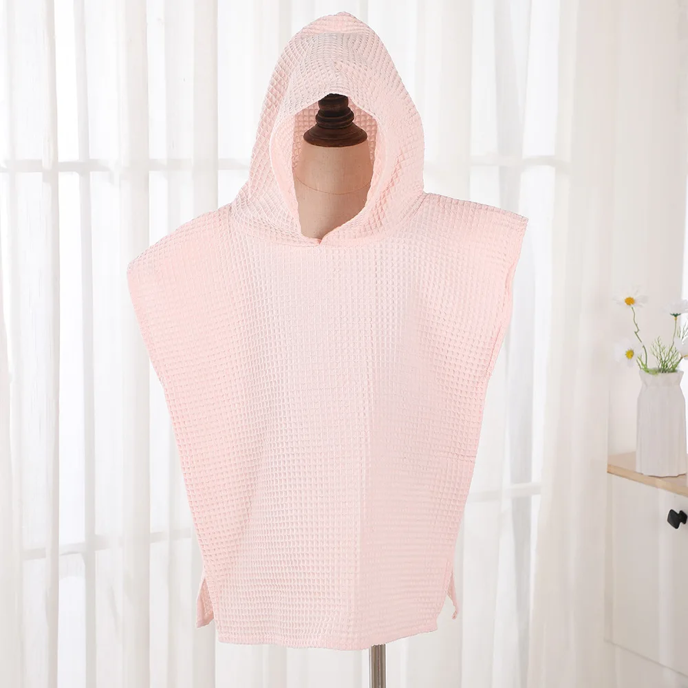 Personalized high standard children organic hooded poncho waffle bath towels pure 100 cotton towel for bath