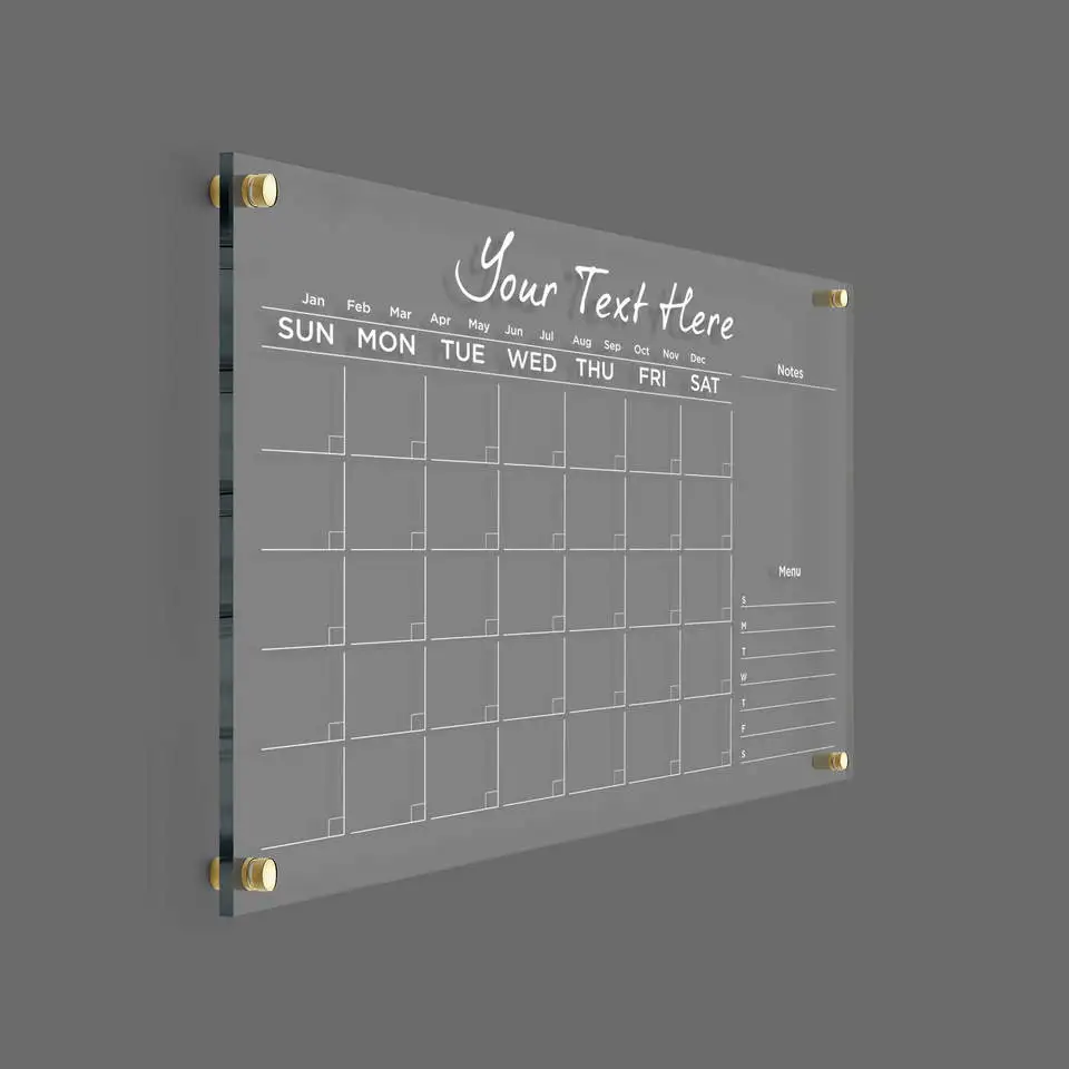 Custom Printing Clear Magnetic Acrylic Wall Calendar Board