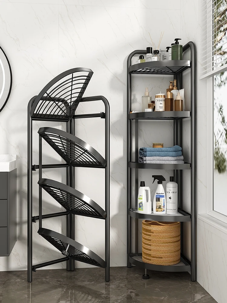 Right Angle storage shelf bathroom free installation of floor type multi-bathroom organizer living room storage corner shelf