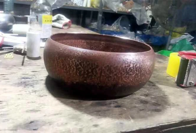 Metal Spun Solid Pure Copper Hammered Candle Indian Round Brass Decorative Bowl