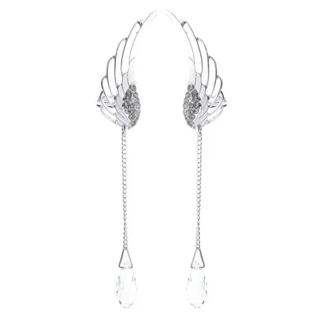 2019 New Silver Plated Angel Wing Stylist Crystal Earrings Drop Dangle Ear Stud For Women Long Cuff Earring Bohemia