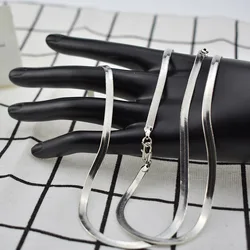 Wholesale 14k Gold Plated Herringbone Choker Chain Handmade Stainless Steel Flat Snake Chain Necklace