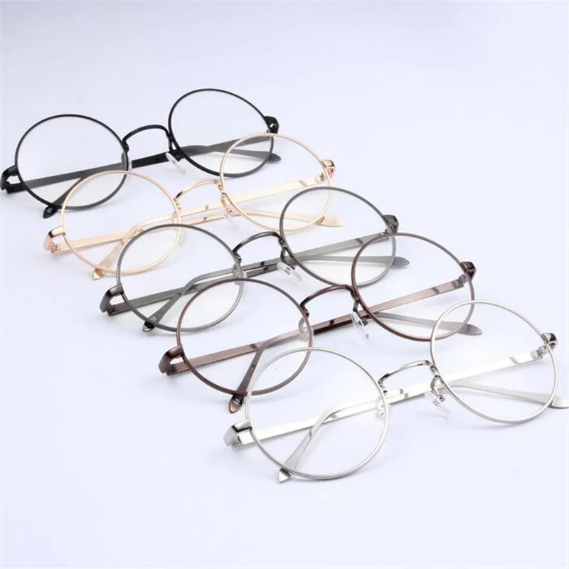 Women/Men Circle Plain Mirror Eyewear Clear Glasses Male Female Metal Frame Eyeglasses Retro Round Sunglasses H775