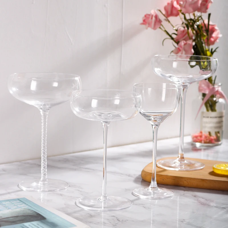 Ice Cream Juice Cocktail Glass Vertical stripe transparent crystal glass goblet cup