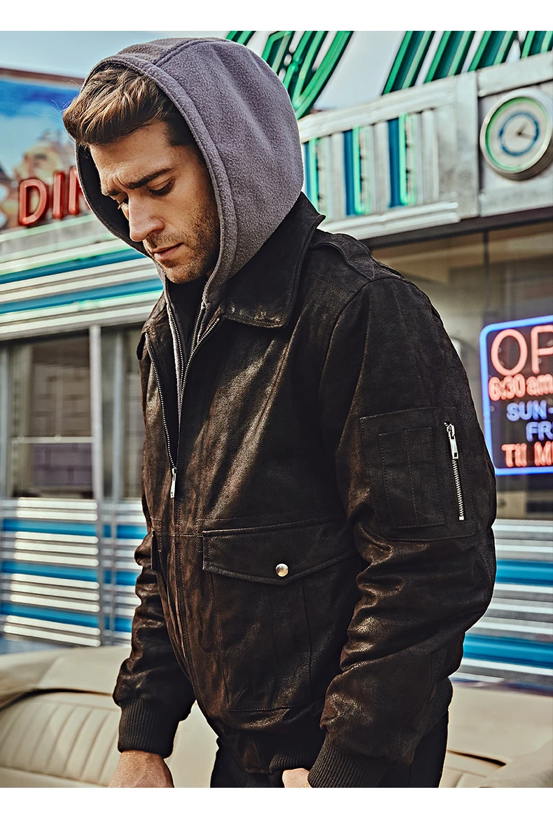 Custom pilot jacket leather man pilot bomber jackets moto genuine leather jacket for men