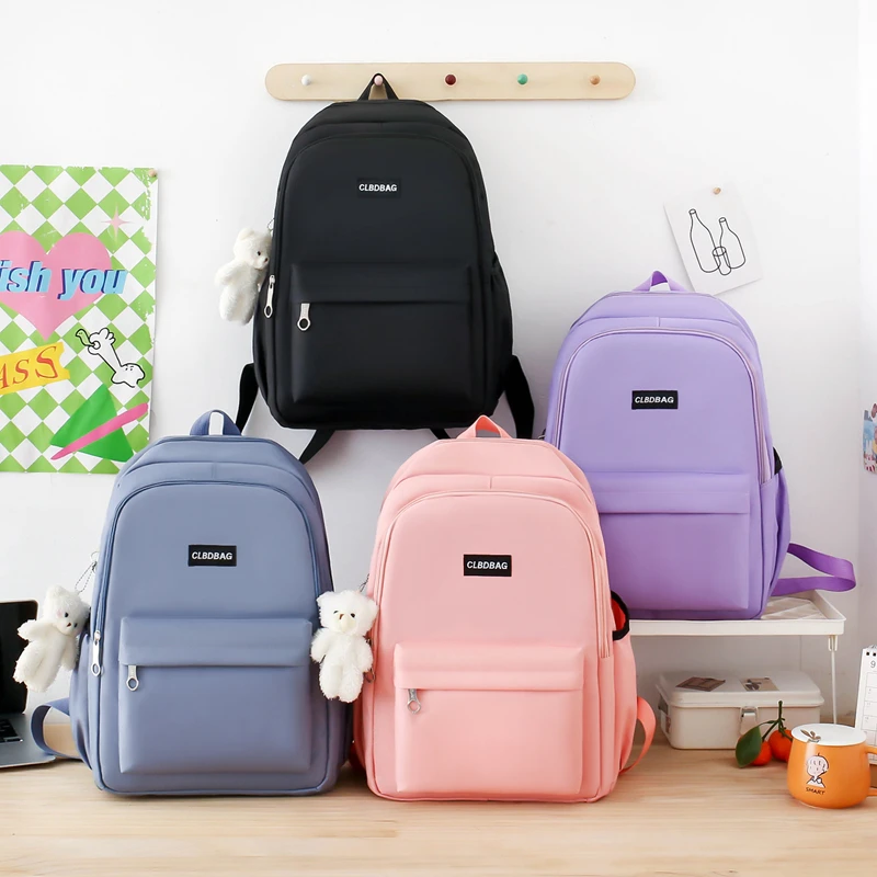 2024 Hot Sale Solid Color Simple Style Unisex Backpack Multi-Functional School Bag Backpack