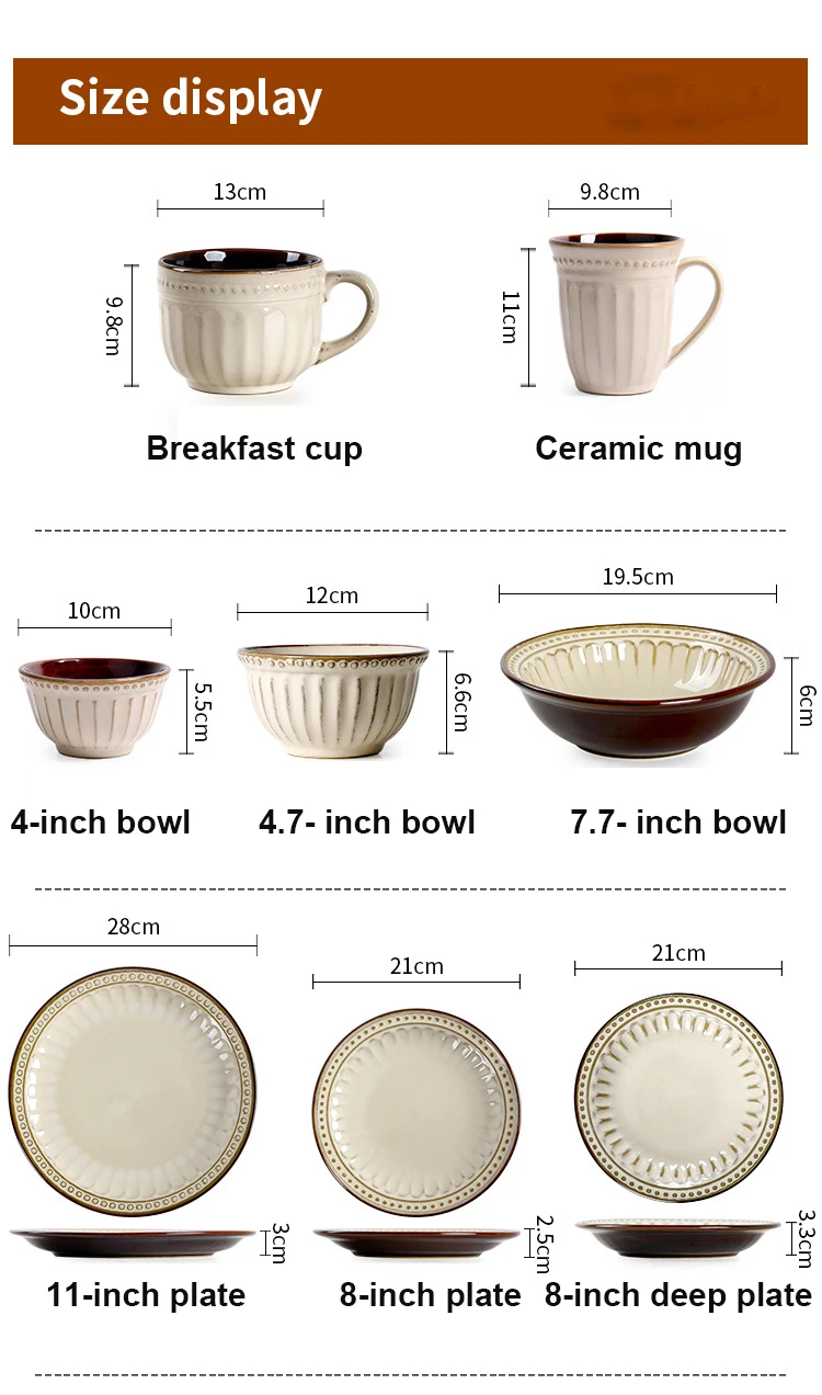 Wholesale European Fine Ceramic Tableware 8 Pcs Table Ware Dinner Set Crockery Ceramic Dinnerware Sets