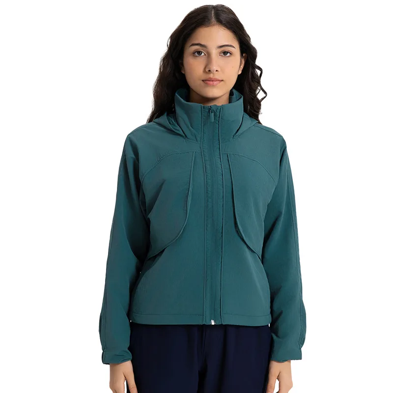 New woven windproof and rainproof versatile hooded jacket for women SBS zipper breathable jacket mountaineering jacket