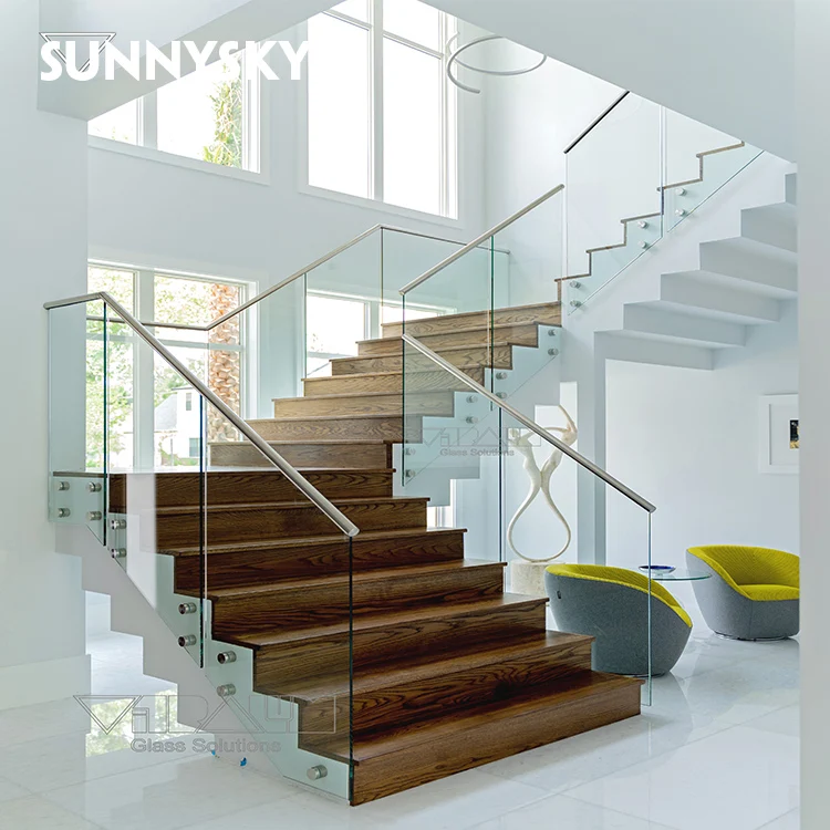 Modern style balustrade heat soaking tempered glass stair glass railing
