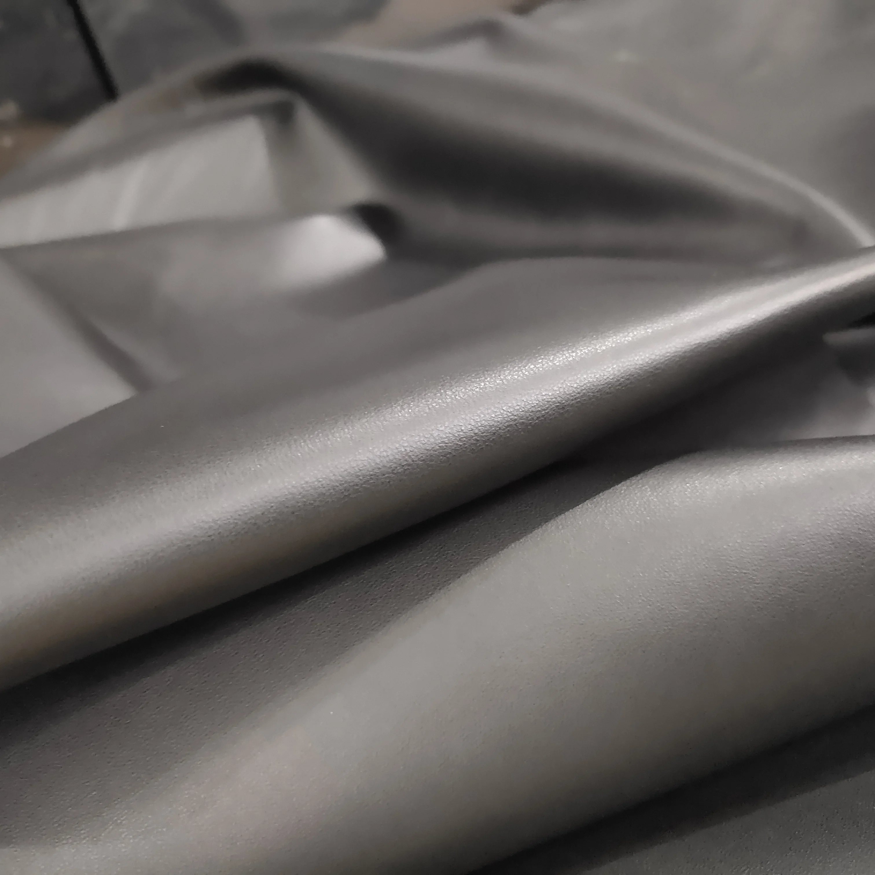 Black glossy soft sheepskin genuine full grain leather for garment material