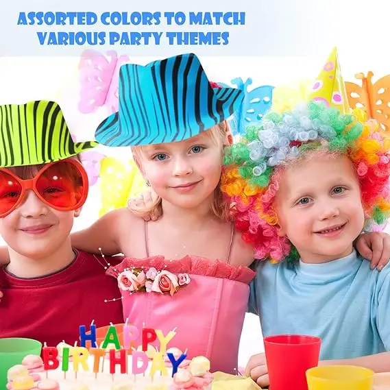Novelty Place Party Stars Neon Color Animal Print Plastic Party Hats for Kids Teens and Adult