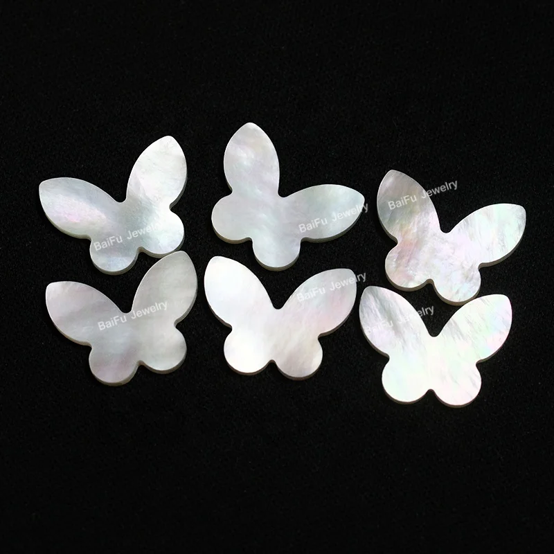 Wholesale price double sides flat natural butterfly white shell