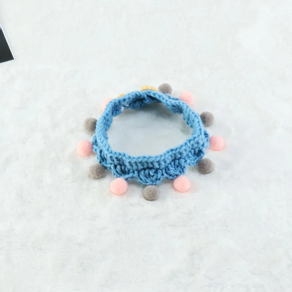 Cat crochet collar Amazon hot selling handmade knitted wholesale pet crochet collar pretty dog wool bib