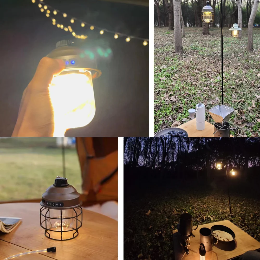 3600mAH rechargeable outdoor lights ipx4 water proof flashlight 300lm Retro Portable Garden Lantern  for Hiking Climbing Yard