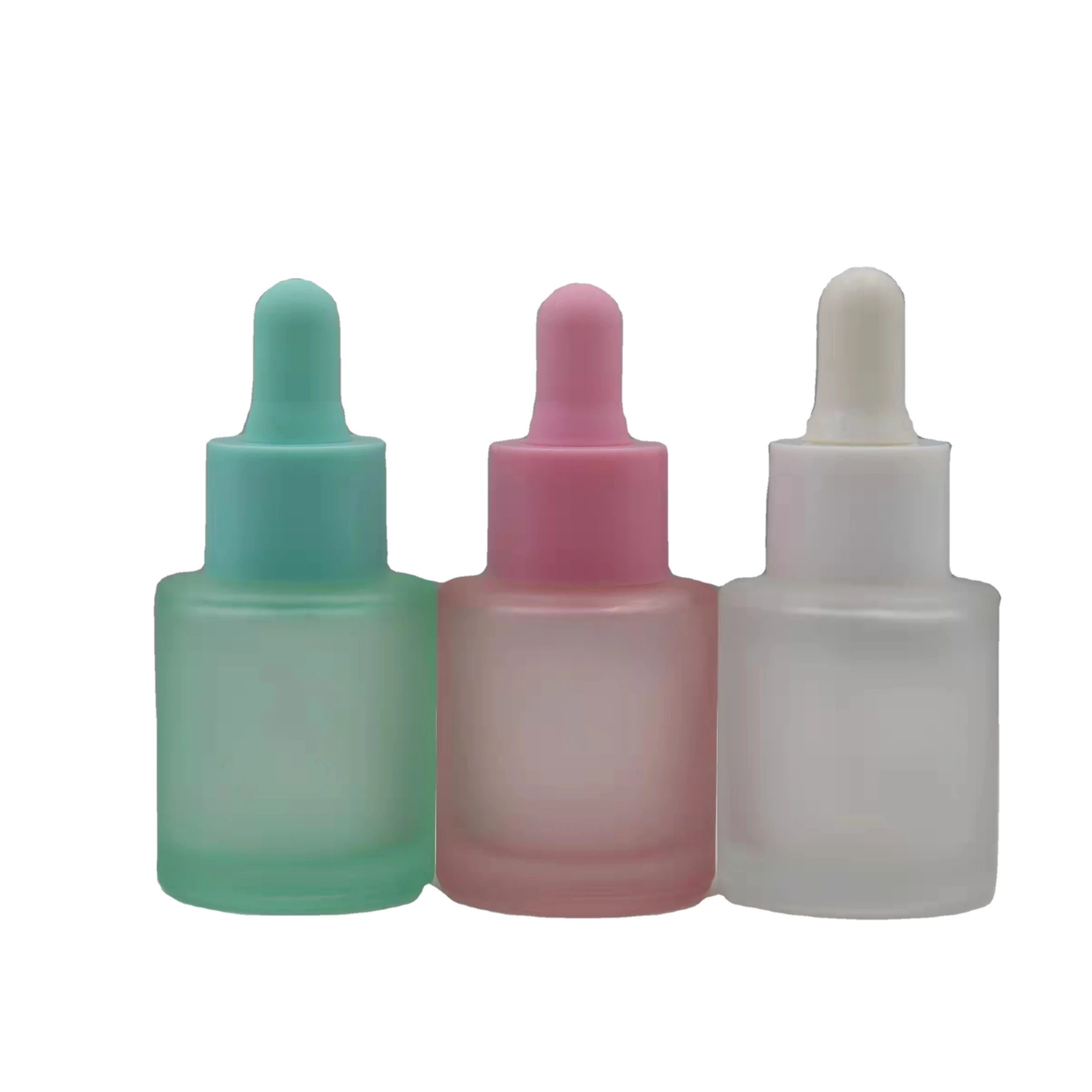 New model cosmetics frosted high quality spraying 25 ml flat shoulder bottles glass