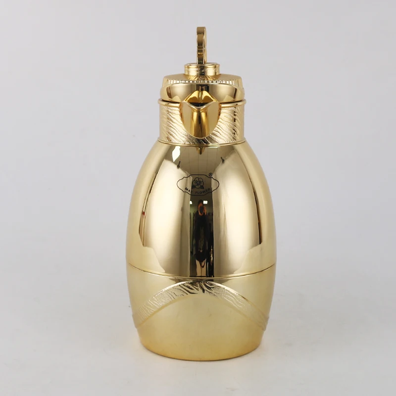 Food Grade Pink Glass Arabic Coffee Pot 1.0L Teapot Jug Dallah Thermos Flask for Middle East