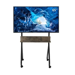Factory Made Mobile Corner TV Stand 55-86inch Rolling TV Cart Floor Stand with Mount  Wooden Storage Shelves Collector Series