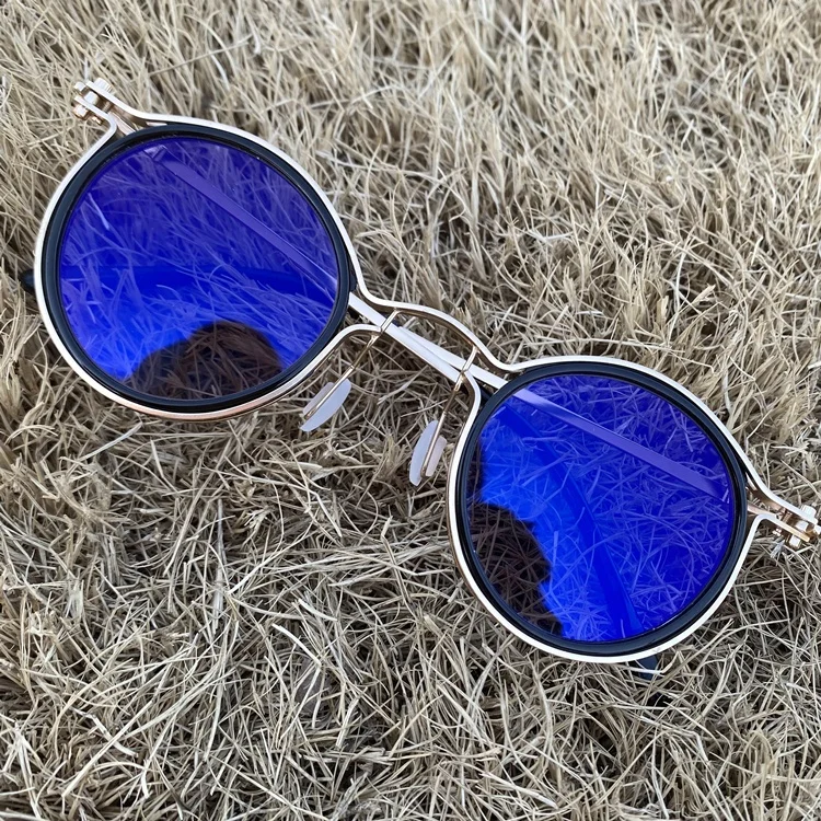 anti blue reflection photochromic circular vintage alloy pc gray black hawksbill women men`s 2024 blue light blocking glasses