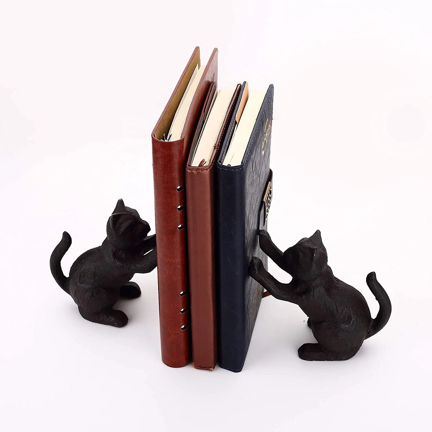 Set of 2 Cat Decorative Bookends, Unique Book Ends to Hold Books Heavy Duty for Office Desk,Vintage Antique Bookends Home Decor