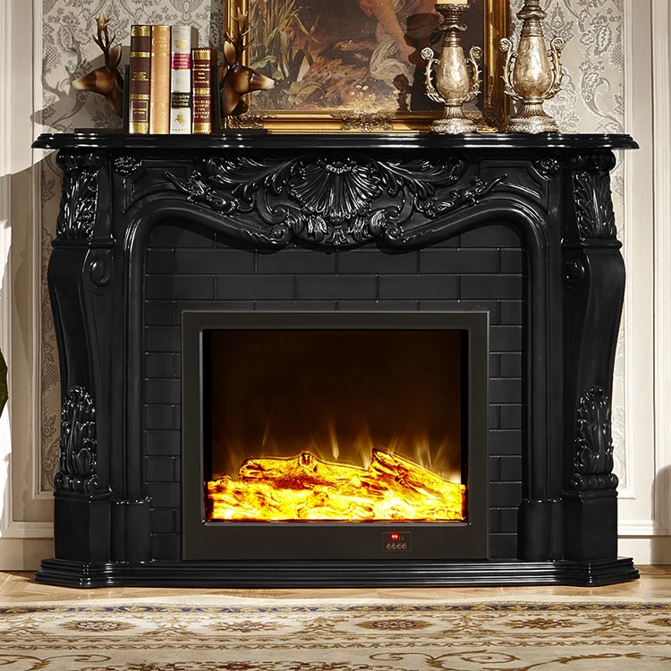 Remote Control Fireplace French Dark Mantel Stand Freestanding Fireplace Decorative Heating Fireplace Mantel Core